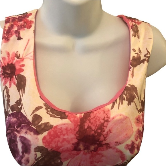 VTG 70’s Pink Floral Scoop Neck Straight Maxi Dress Sz. 6 Sleeveless Summer - Picture 5 of 5